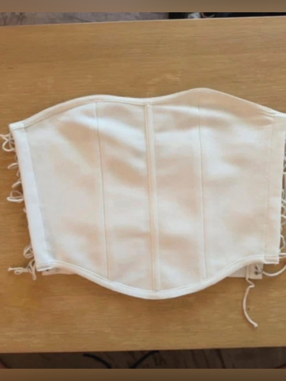 PrettyLittleThing White Strapless Corset Crop Top